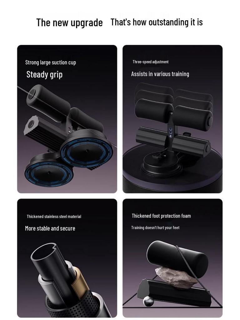 Dual Suction Cup Sit-up Assistant with Pull Rope