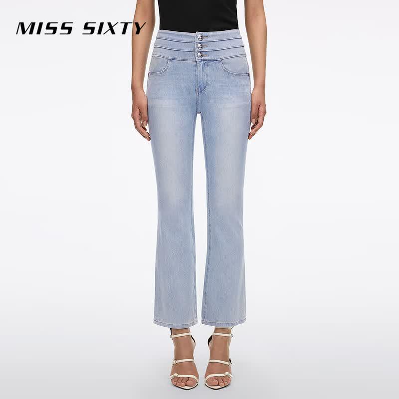 MISS SIXTY Women s Three-Ring Waist Cropped Flare Jeans 25