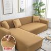 Solid Color Corner Sofa Cover Elastic Thin Fabric Sofa Covers for Living Room Pets L Shape Sofa Need Order 2 Pieces Slipcover