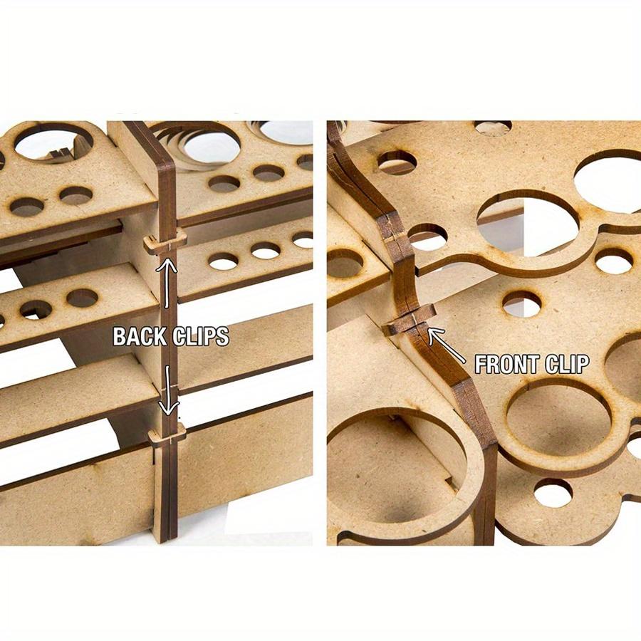 1pc 15/24 holes DIY Pigment Bottle&brush Wooden Storage Organizer Holder,Color Paint Ink Brush Stand Rackfor School&Home.