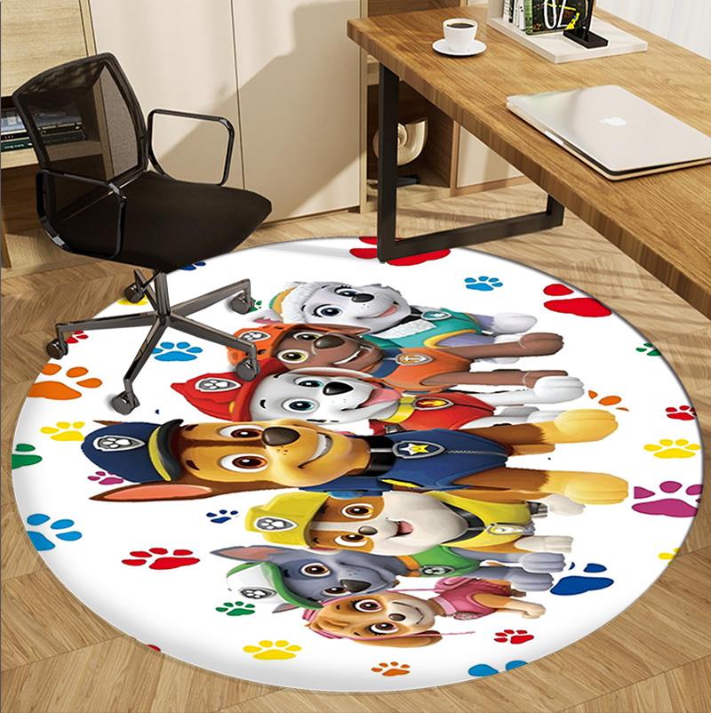 PAW Patrol Pattern Round Rug, Indoor/Outdoor Mat, for Picnic, Gameroom, Bedroom, Office, Living Room, Home Decor Carpet, Birthday Gift