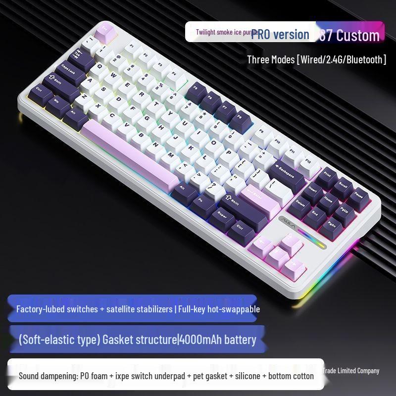 Hot-swappable Mechanical Gaming Keyboard, Three-Mode Wireless/Bluetooth/Wired, Customizable, Digital, Europe-Compatible