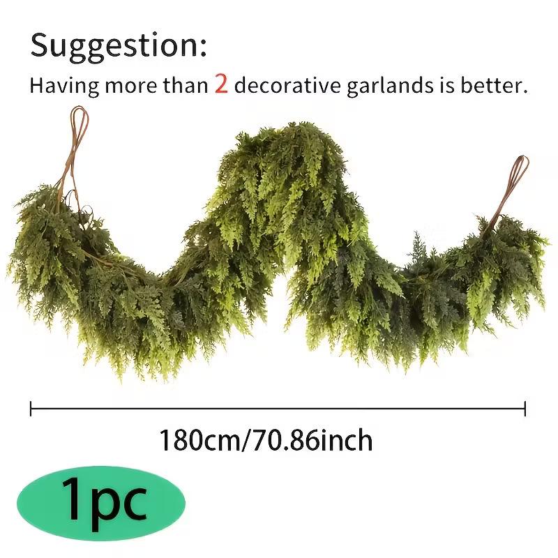 Realistic Cypress Leaves and Vine Cedar Christmas Fireplace Decoration