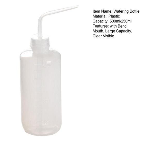 250/500ML Quetsch-Gießflasche mit gebogenem Ausguss Große Kapazität Klar Sichtbar Innenblumenpflanzen Bewässerung Gießkanne Kunststoff Kleine Waschflasche
