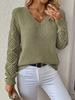 Sweater for Women Winter V Neck Hollow Pullover Warm Knitted Stretchy Long Sleeve Oversize Jumper Sweater Tops
