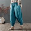 Cotton and Linen Bloomers Women's Summer Nine-point Pants Literary Solid Color Casual Loose Feet All-match Harem Pants