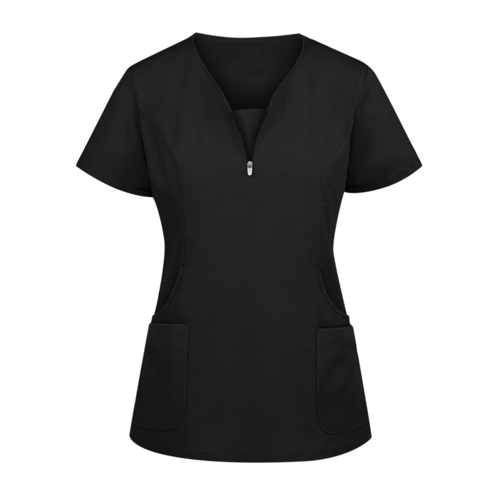 Women's Short Sleeve V-Neck Pocket Care Workers T-Shirt Tops