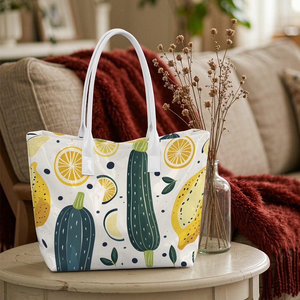 Lemon Zucchini Print Fashion Casual Large Capacity Tote Bag for Daily Use