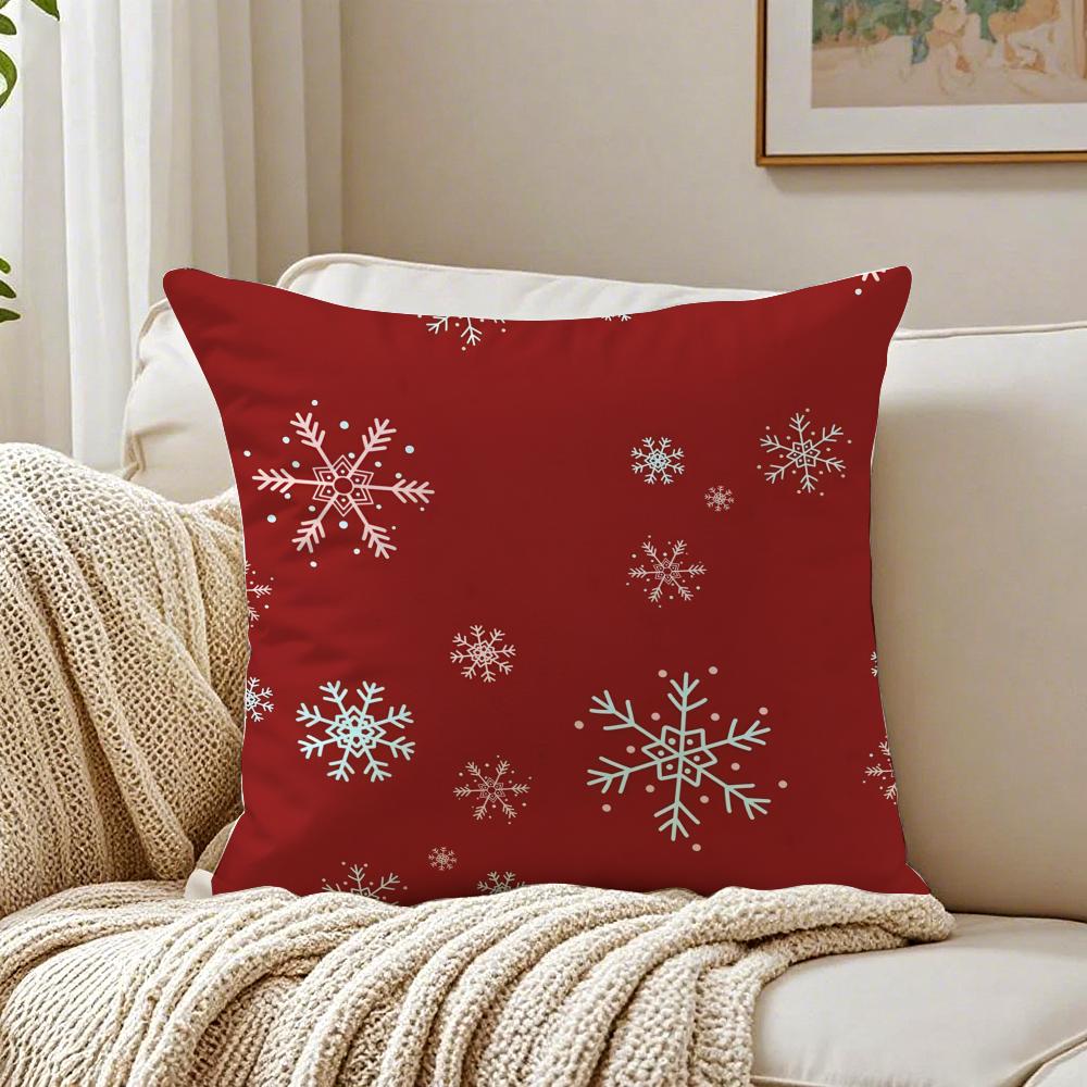 Christmas red bell socks Santa Claus Cushion Cover Linen Minimalist Soft for Sofa Bed Home Room Decor