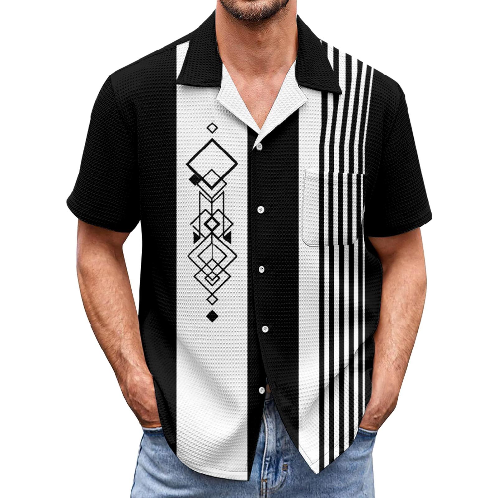 

Мужские рубашки с коротким рукавом и карманом на пуговицах Colorblock Мужские повседневные рубашки с коротким рукавом M чёрный