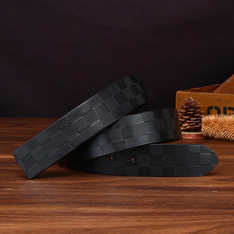 Headless Belt Men'S Genuine Leather First Layer Cowhide Belt Strip Trend No Buckle Smooth Buckle Belt Plate Buckle Belt No Buckle Head