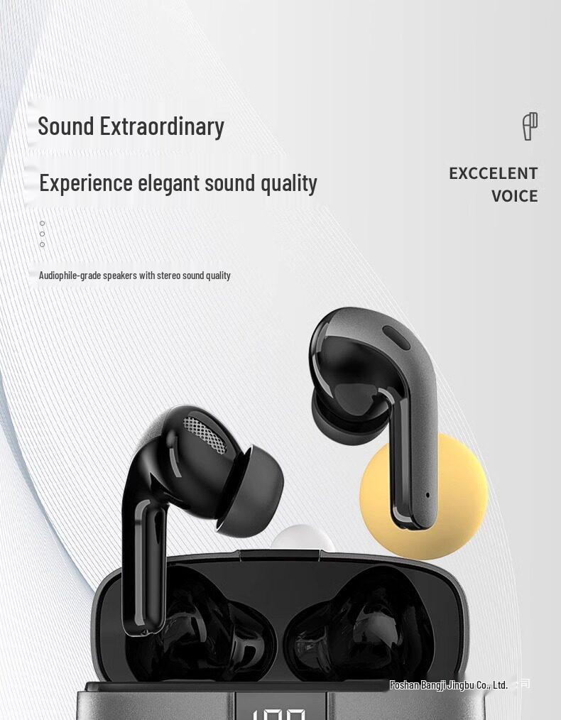 2026 High-Quality Noise-Cancelling Bluetooth Earbuds with Long Battery Life & Display, Compatible with Huawei, Apple, Xiaomi