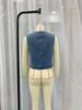 2025 Summer Women's Casual Denim Vest and High Waist Skirt Set with Lapels