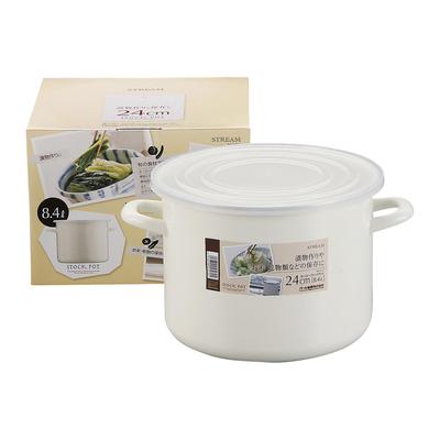 Pearl Metal Stock Pot, 24cm, 8.4L, Enamel, Stream, HB-4917