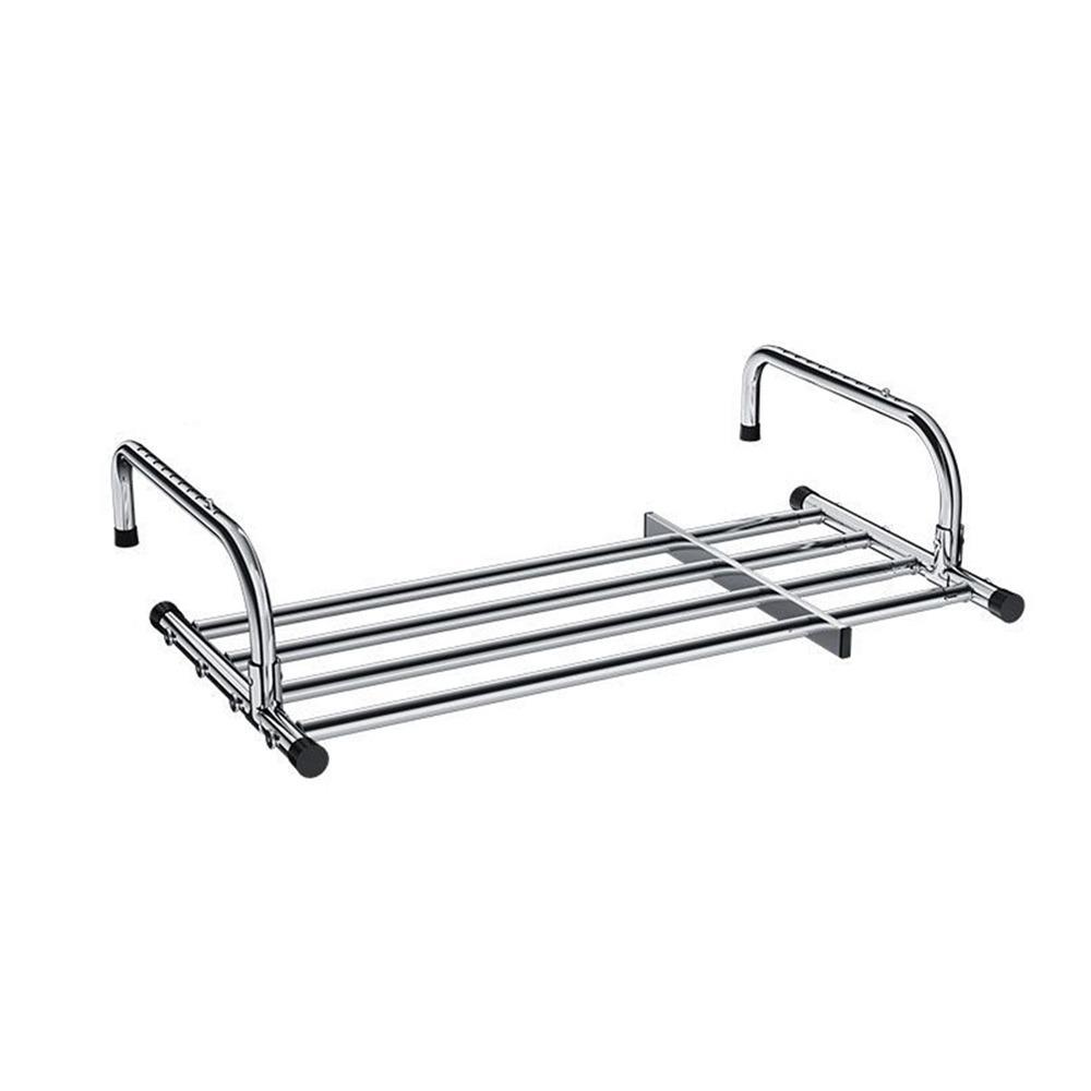 Adjustable Balcony Hanging Rail Scalable Clothes Organizer Racks Indoor/Outdoor