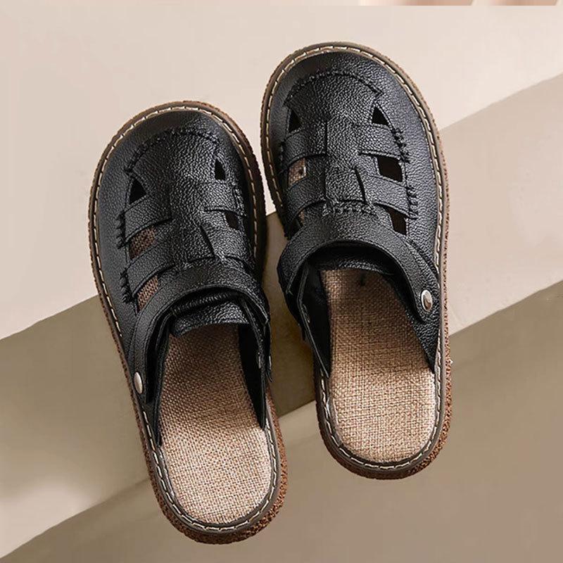 Atmungsaktive Sandalen mit zwei Tragelöchern für Damen, Sommer, neue Retro- vielseitige Sandalen