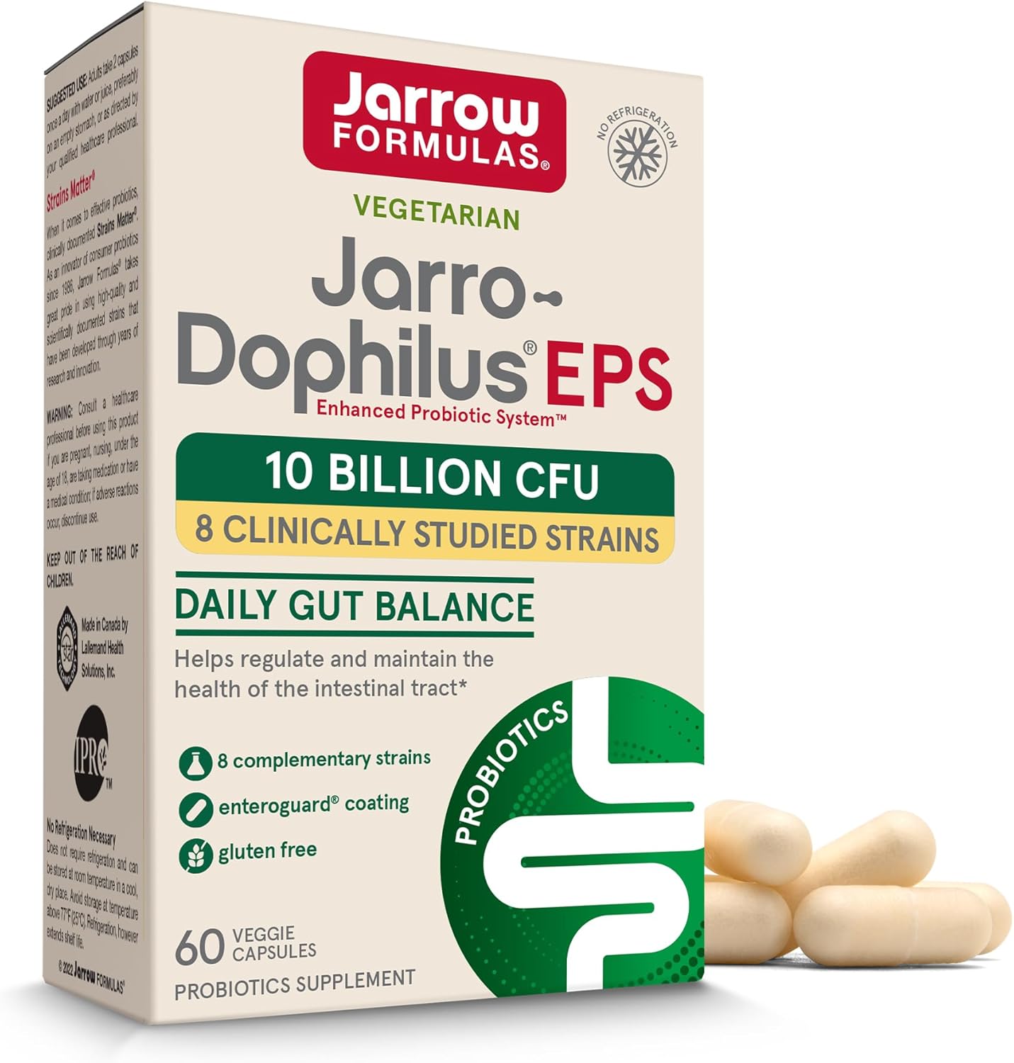 

Jarrow Formulas, Vegan Jarro-Dophilus, без алергенів, 10 мільярдів КУО, 60 овочевих капсул