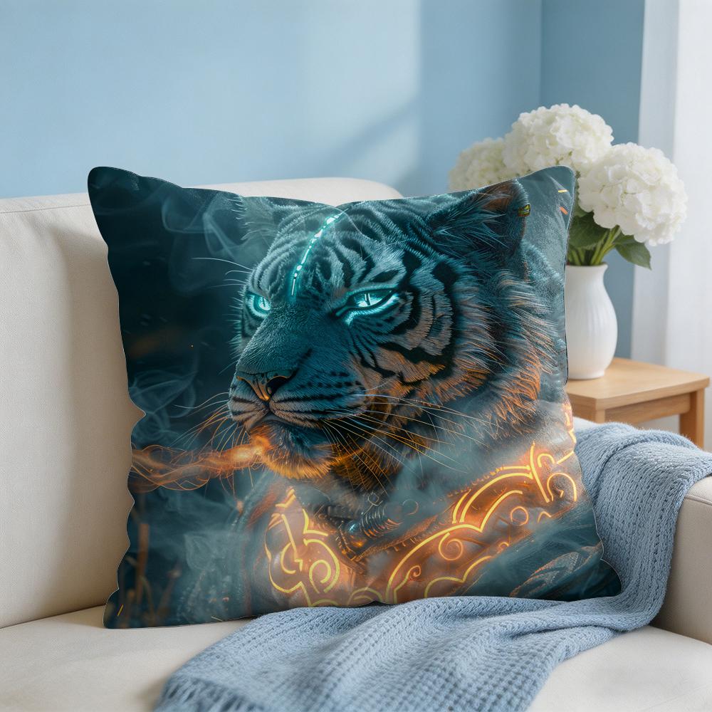 Tiger Animal Print Pattern Cushion Cover Square Pillow Bedroom Sofa Leisure Comfort Living Room Home Decoration X