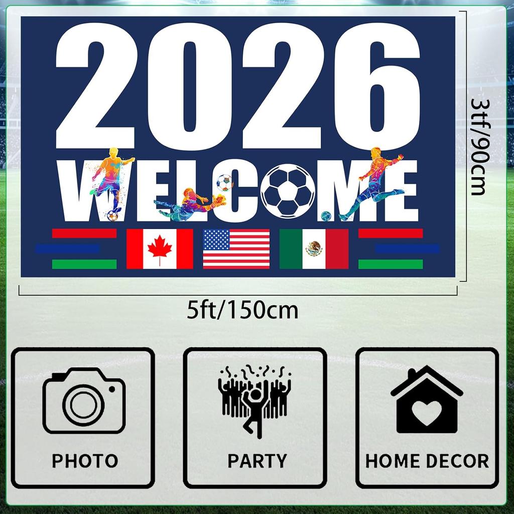 World Cup Flag 2026 American Canada Mexico Host Country Football Supporters Banner, Soccer Merchandise Decorations Accessories,Great Soccer Fans Gift