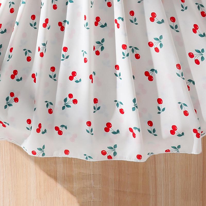 Summer Children's Princess Dress with Bow Print Long-sleeved Dress