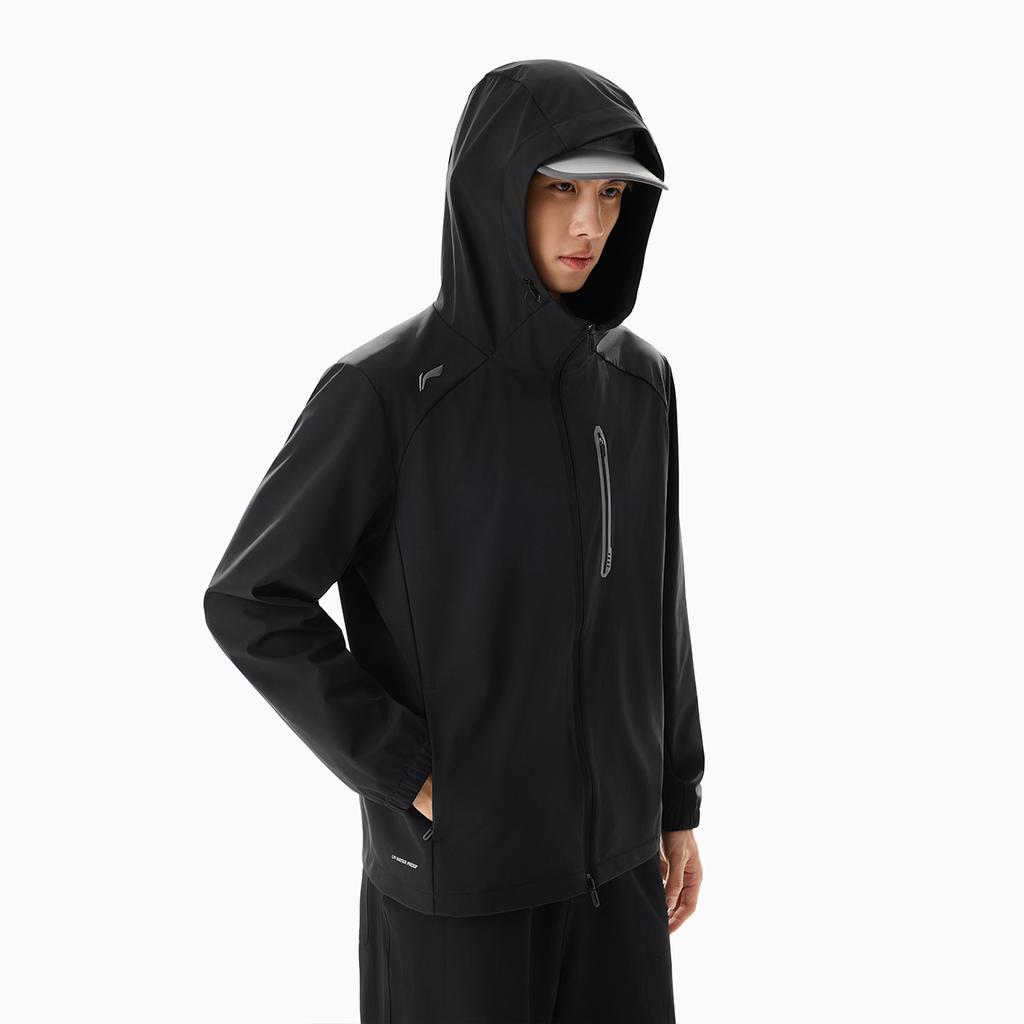 Li Ning Fitness Series Hooded Logo Letter Zipper Sports Windbreaker Men Outerwear AFDW995-1