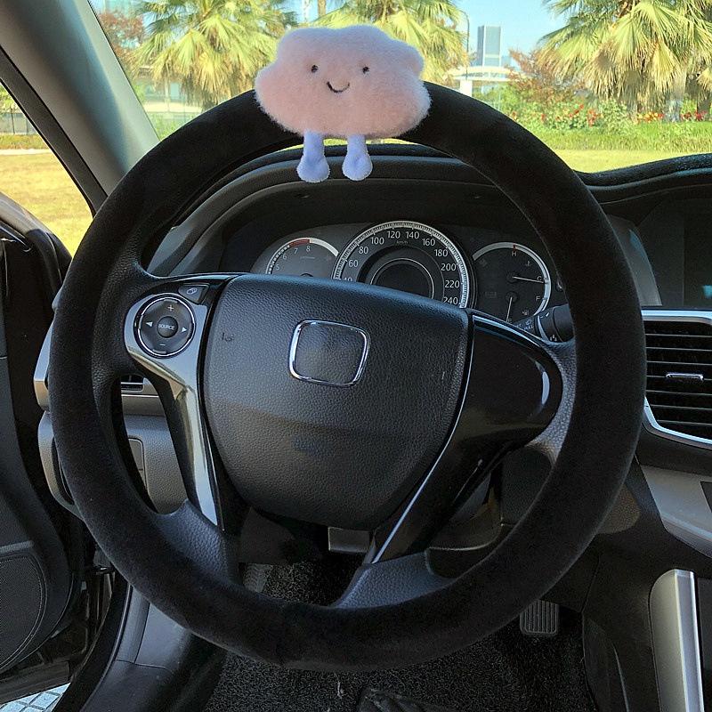 Steering Plush Car Wheel Cover Cartoon Print Four Seasons Installation Easy