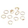 10-Piece Star and Moon, Heart, and Leaf Knuckle Ring Set - Creative Retro Women's Rings