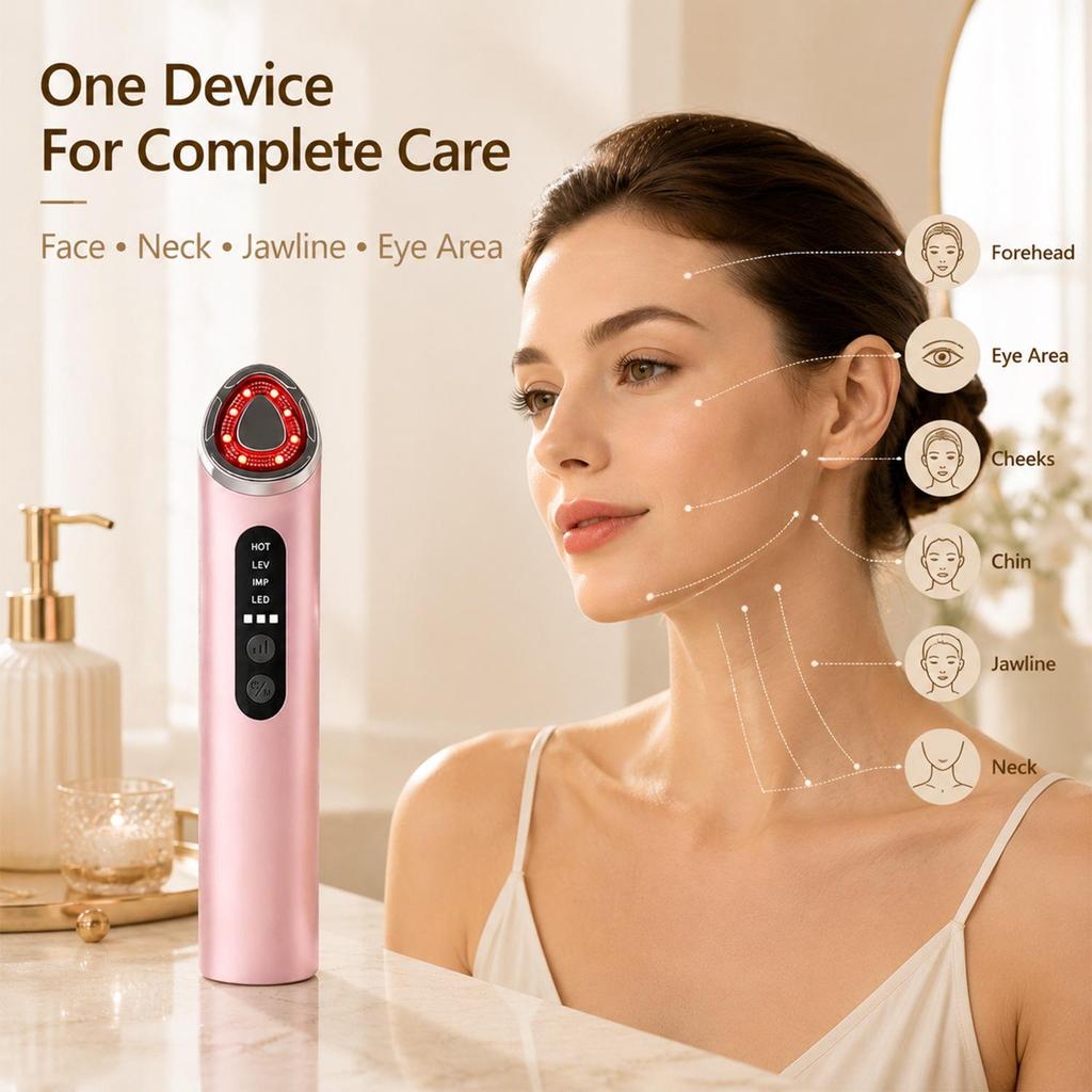7-Color Light Electronic Beauty Device: Vibration & Heat for Face, Neck, and Eyes