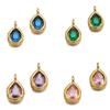 2Pcs Stainless Steel Teardrop Charms Inlaid Pendants with Crystals Gold-plated DIY Bracelet Earrings Jewelry Making Accessories