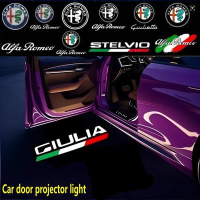 2x Led Car Door Logo Projector Laser Light Welcome Light For Giulia Stelvio 2017-2023 Giulietta 2011-2019 Accessories