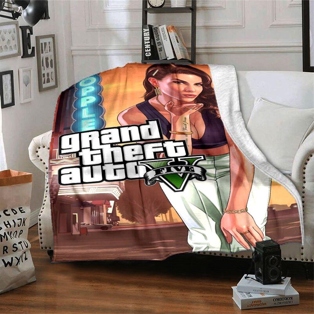 1 Manta Suave de Franela Grand Theft Auto con Estampado de Diseñador Una manta acogedora para todas las estaciones, perfecta para el sofá, la cama, la oficina