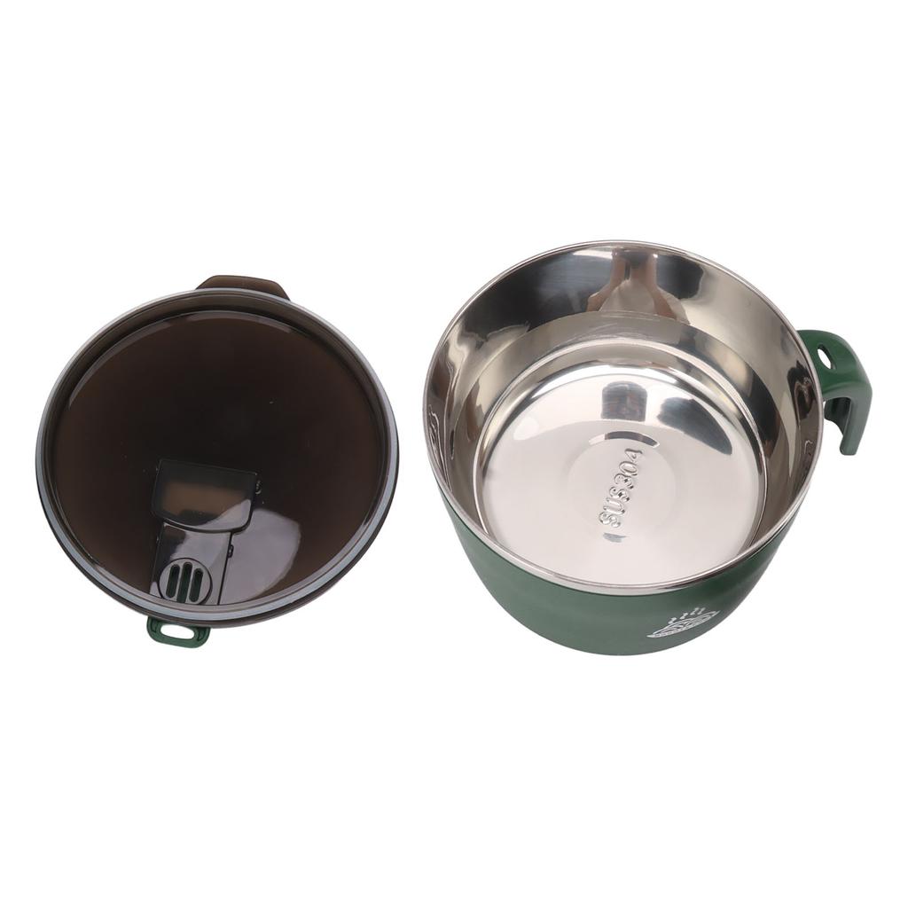 Stainless Steel Instant Noodle Bowl Seal Drain Soup Mug with Lid Phone Holder for Dormitory Office