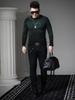 European Trendy Brand Round-Neck Sweater for Men, 2025 Autumn and Winter New Style, Velvet Print, Warm Long-Sleeve Knitted Base Shirt