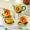 Kreative Sonnenblumenform Keramik Kaffeetasse Teekanne Tasse Zarte Blumige Emaille Farbe Teetasse Büro Tasse Trinkgeschirr Geburtstagsgeschenk