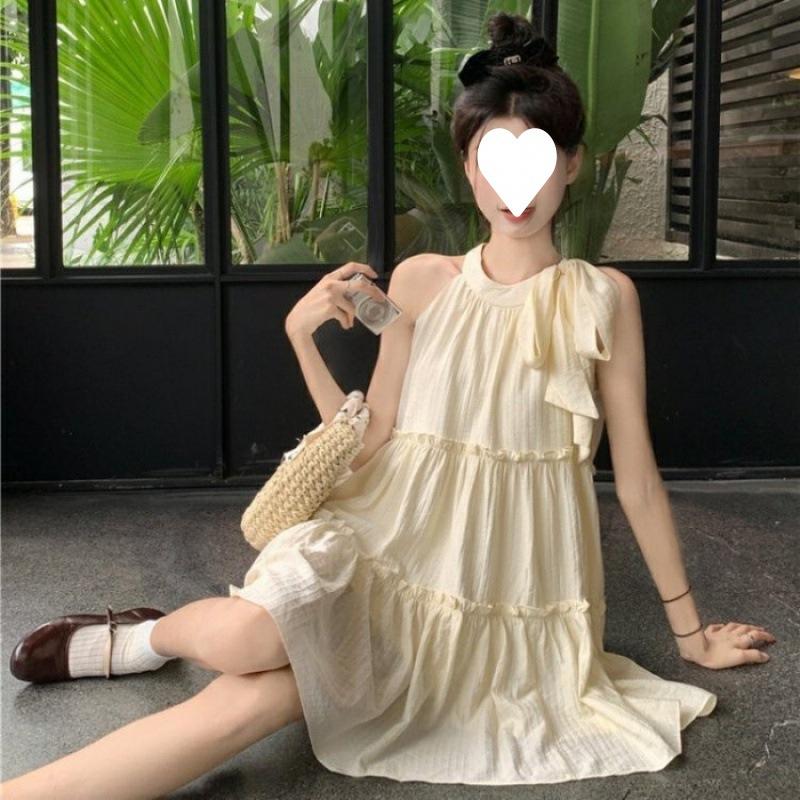 

Sweet sleeveless neck sling dress children s summer new temperament small man a word princess short dress S