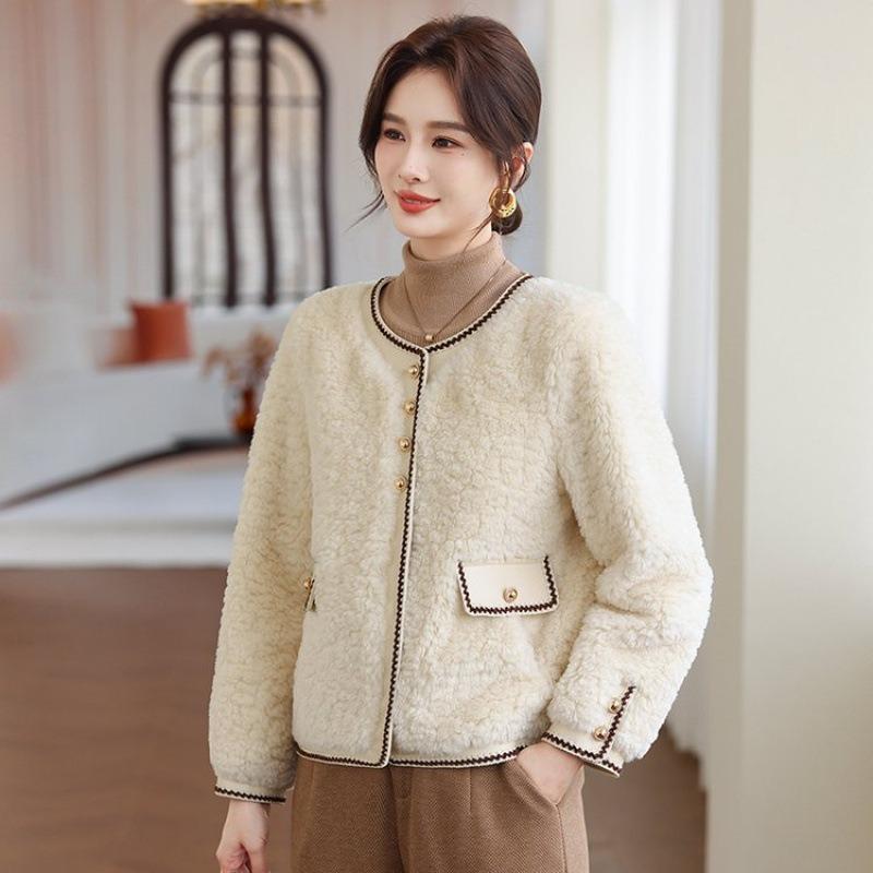 

Женская ароматная куртка, теплая меховая подкладка, приталенная и тонкая, женский короткий топ средней длины 3XL [Recommended 125-67.5 kg] белый