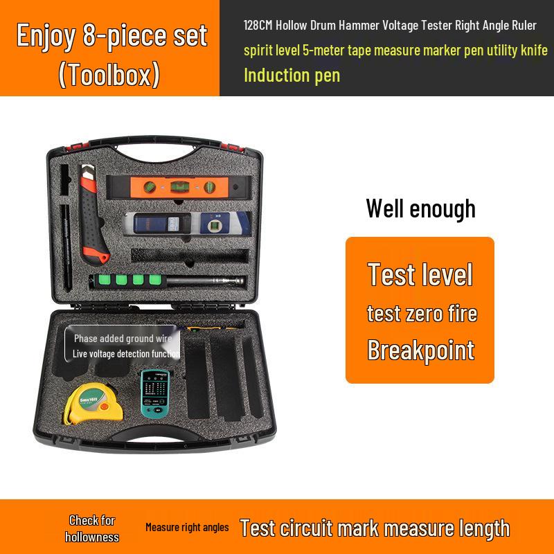 Home Inspection Toolkit: Sounding Hammer, Angle Ruler, Level, Electrical Tester, Phase Detector