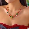 Christmas Snowflake Gingerbread Xmas Tree Pendant Necklace For Women Snowman Santa Claus Snowflake Beads Choker Party Jewelry