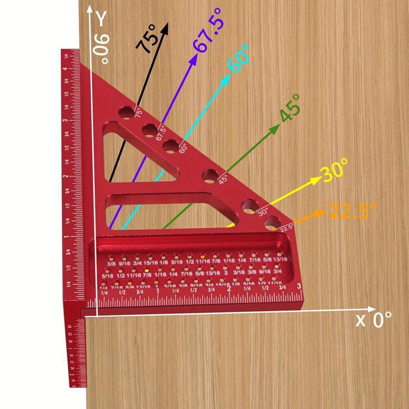 3D Multi-Angle Ruler Aluminum Alloy Measuring Ruler Square Ruler Protractor Carpenter Square Hole Scribing Woodworking Tools
