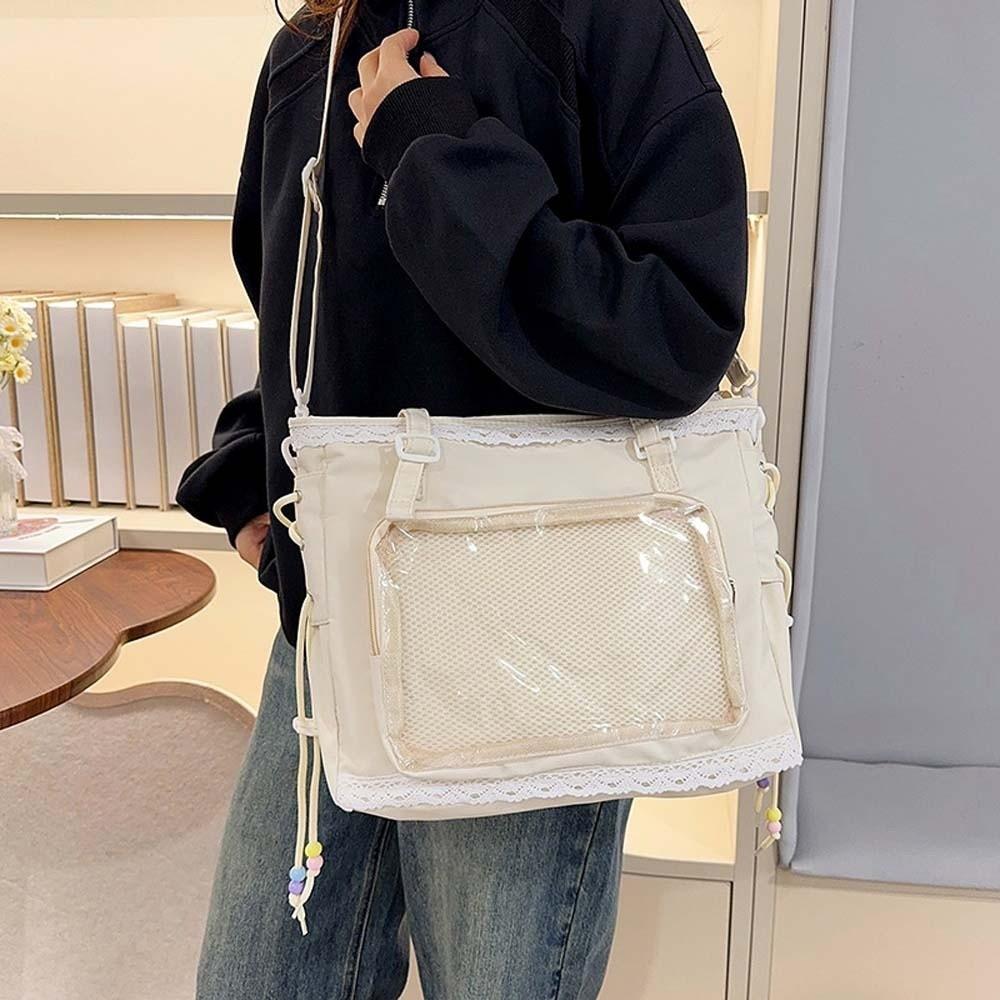 PVC Shoulder Ita Bag PU Leather Y2K Anime Display Bag Goth Transparent Handbag  School