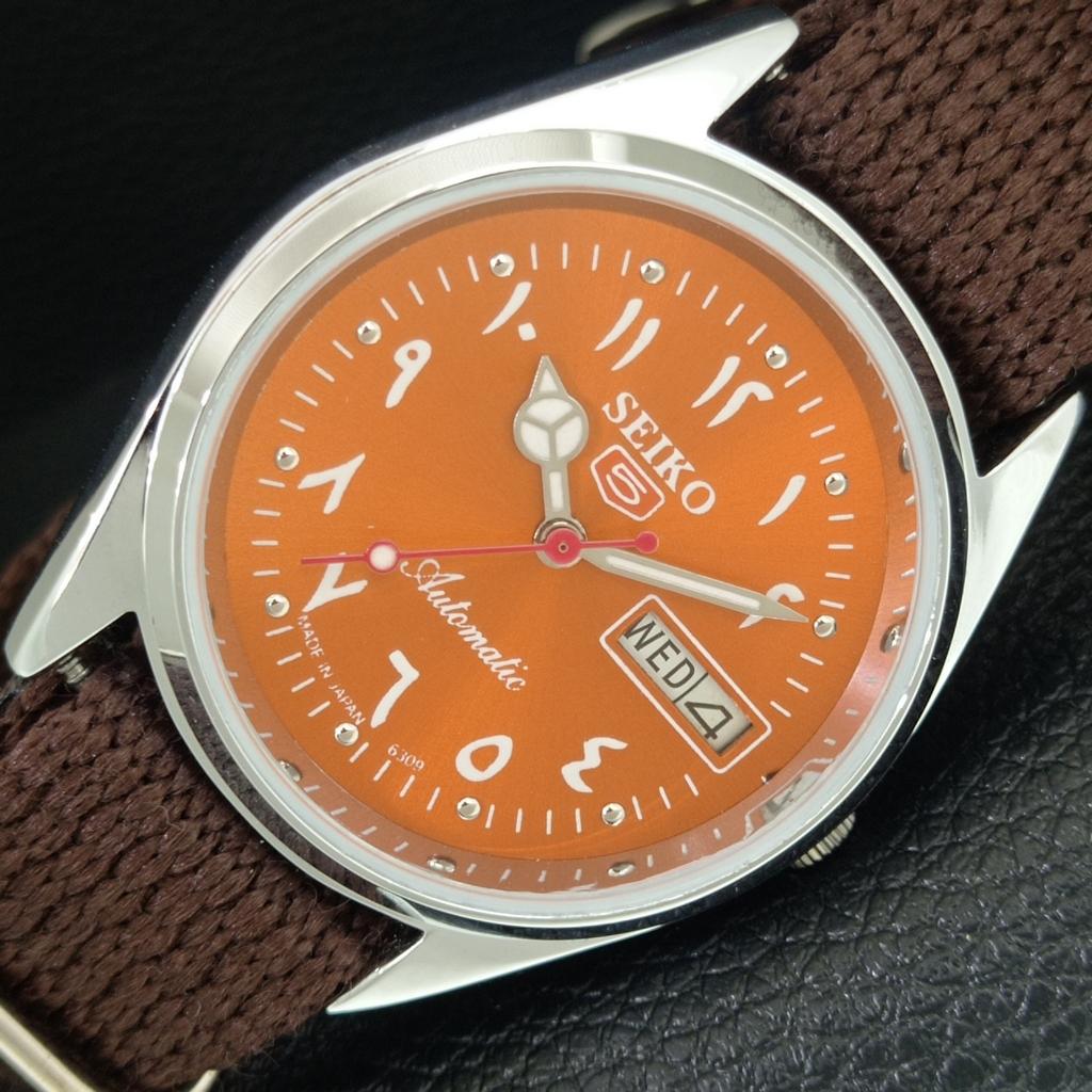 

AUTOMATIC VINTAGE REFURBISHED SEIKO 5 6309A JAPAN MENS ORANGE WATCH a442431-1