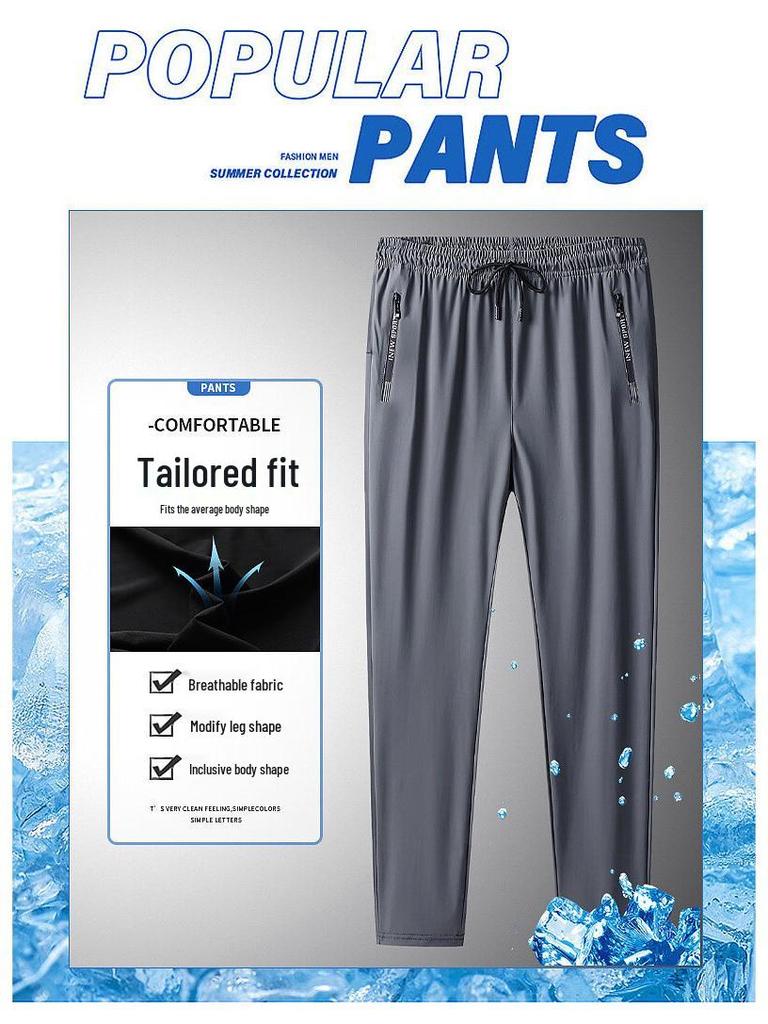 Herren Übergröße Schnelltrocknende Eisseide Sporthose - Leicht Sommer Casual
