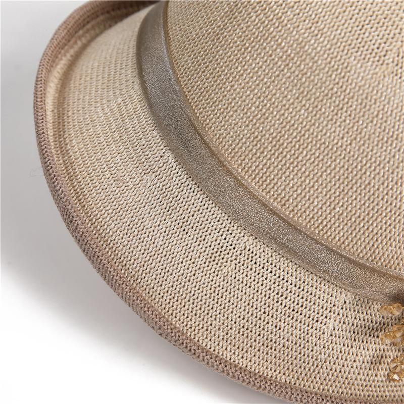 Top Hat Lady Summer British Mother Bucket Hat Sun Hat Dome Crimped Knitted Breathable Basin Hat