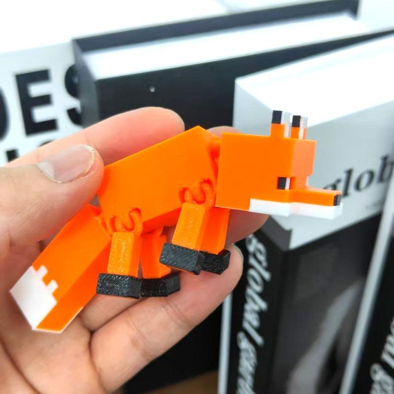 3D Printed Blue Fox-shaped Figurine Pet Figurines Collection Toys Action Figurines Ornament Ornaments Decor Kids Gift