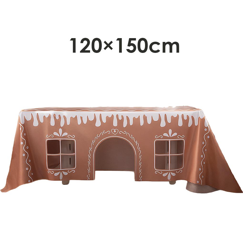 

Рождественский пир со имбирным пряничным домиком Рождественская скатерть С очаровательными деталями Праздничная роспись Покрытие для стола Морозный край