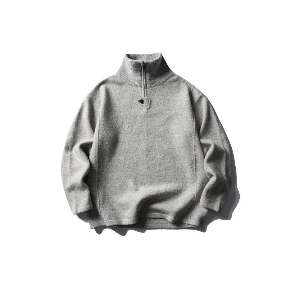 

AIMATARGET Винтажный свитер-водолазка в стиле старых денег, унисекс, с полумолнией, вязаный, для осени/зимы (Модель CM126) XXL серый