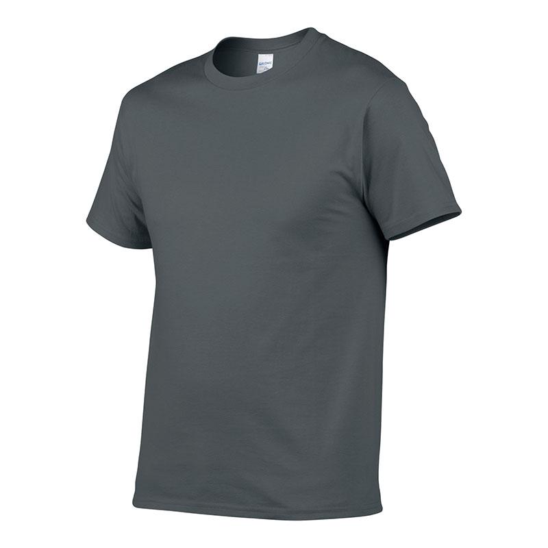 Yoxier Zomerstijl Hoge Kwaliteit 100% Katoen Effen Kleur T-shirt Mannen Puur kleur Tees Merk Korte Mouw t-shirt Herenkleding M donkergrijze kleur
