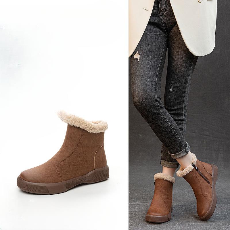 

Новые универсальные зимние ботинки Нескользящие и теплые хлопковые ботинки Повседневные ботильоны и женская обувь 43 темно-коричневого