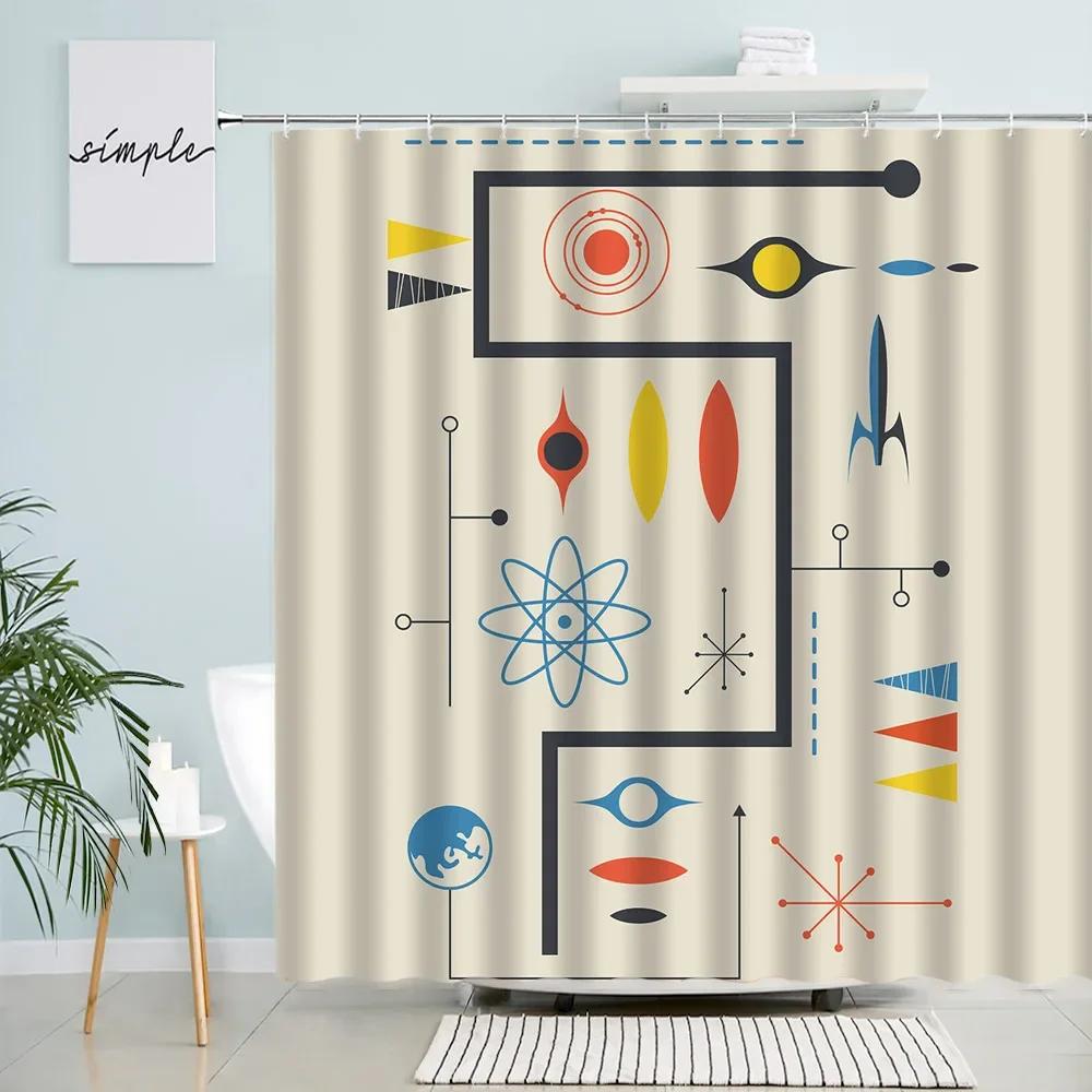 

Abstract Shower Curtain Colorful Mid Century Graffiti Geometric Cute Cartoon Kids Watercolor Doodle Plant Curve Bathroom Decor 90x180cm-35x70in