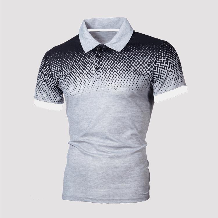 

European and American Style Spring and Summer Men s Printed Polo Shirt with Collar and Slim Fit Polo Cedar XXXL світло-сірого кольору